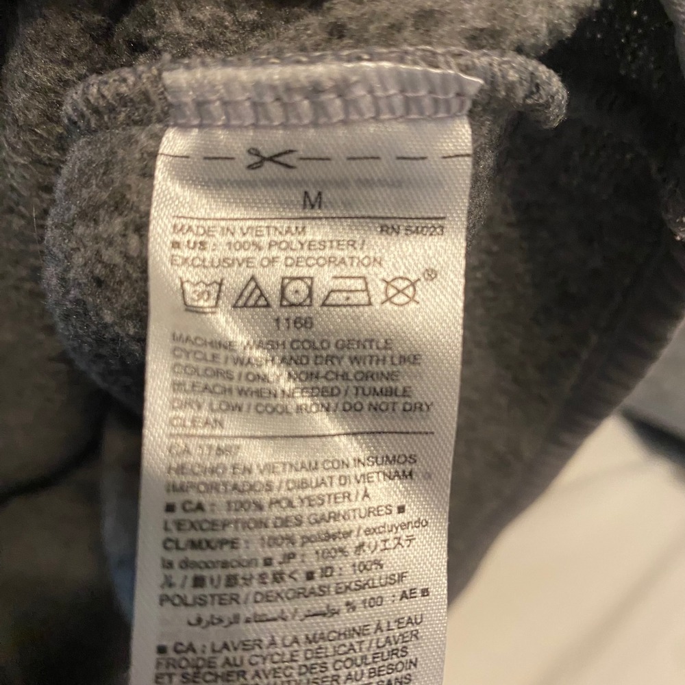 Old Navy Active Go Dry Mens Medium Pullover Hoodie Grey Fleece Zip Pocket - Picture 4 of 4